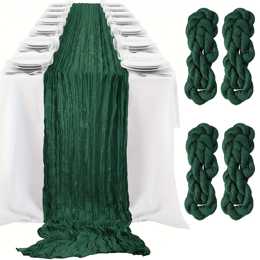 TEMU 4pcs Set, Dark Green Tulle Bohemian Polyester Tablecloth Ruffle Tablecloth, Solid Color Tablecloth, Holiday Facade Decoration Fabric Tablecloth,