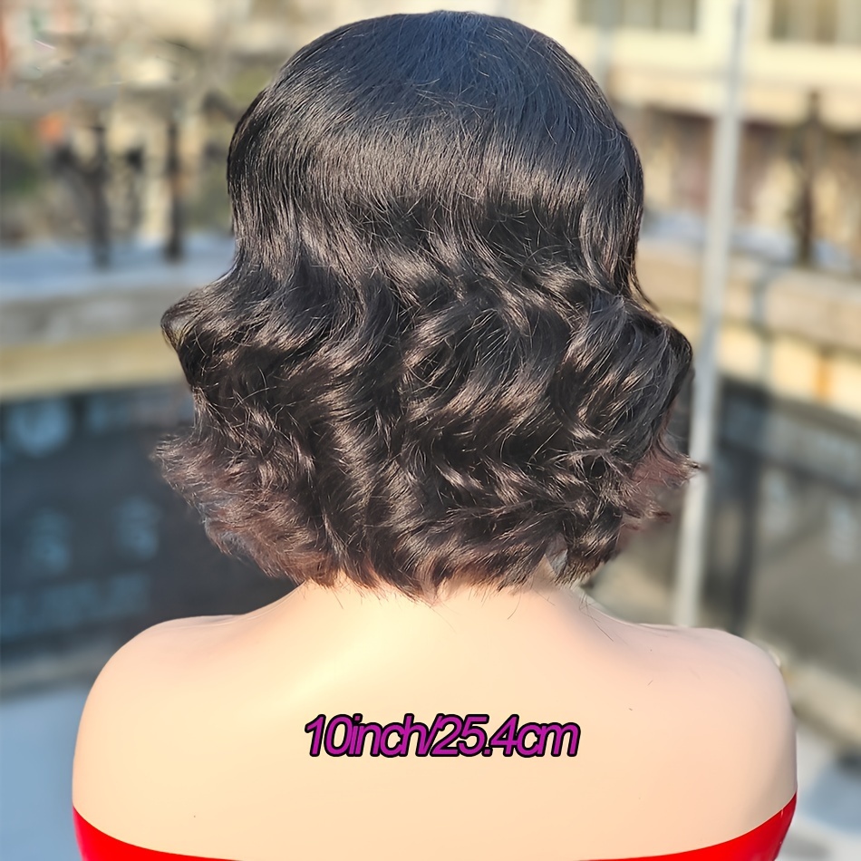 TEMU 5x5 Lace Closure Wig Human Hair Pre Body Wave Bob Wig Hd Transparent Short Curly Bob Wig 180% Density 10 Inches