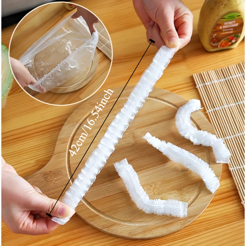 

100pcs Food Covers - Disposable Plastic Wrap Bags For Preservation, Ideal For Kitchen & Restaurant Use