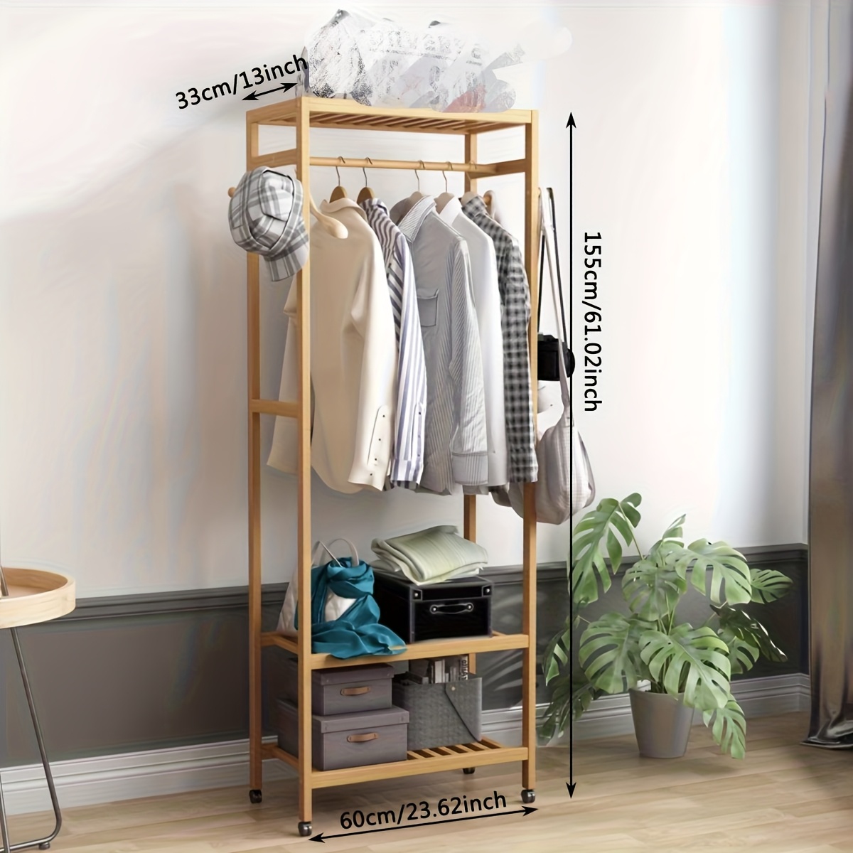 TEMU Wardrobe For 1pc, Suitable For Home Bedrooms, Coat Stand, Hanging Clothes Rack, From Floor To Ceiling For Rental Spaces, Modern And Easy To