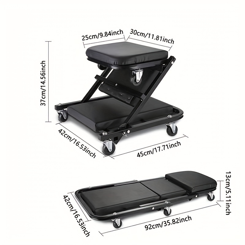 Car repair workbench with casters, 3-in-1/2-in-1 mechanical climber Z-shaped seat, 500-pound load capacity, foldable and adjustable rolling garage folding seat, lying, sitting, and leaning, with 6 casters 10 Car repair workbench with casters, 3-in-1/2-in-1 mechanical climber Z-shaped seat, 500-pound load capacity, foldable and adjustable rolling garage folding seat, lying, sitting, and leaning, with 6 casters - Image 10