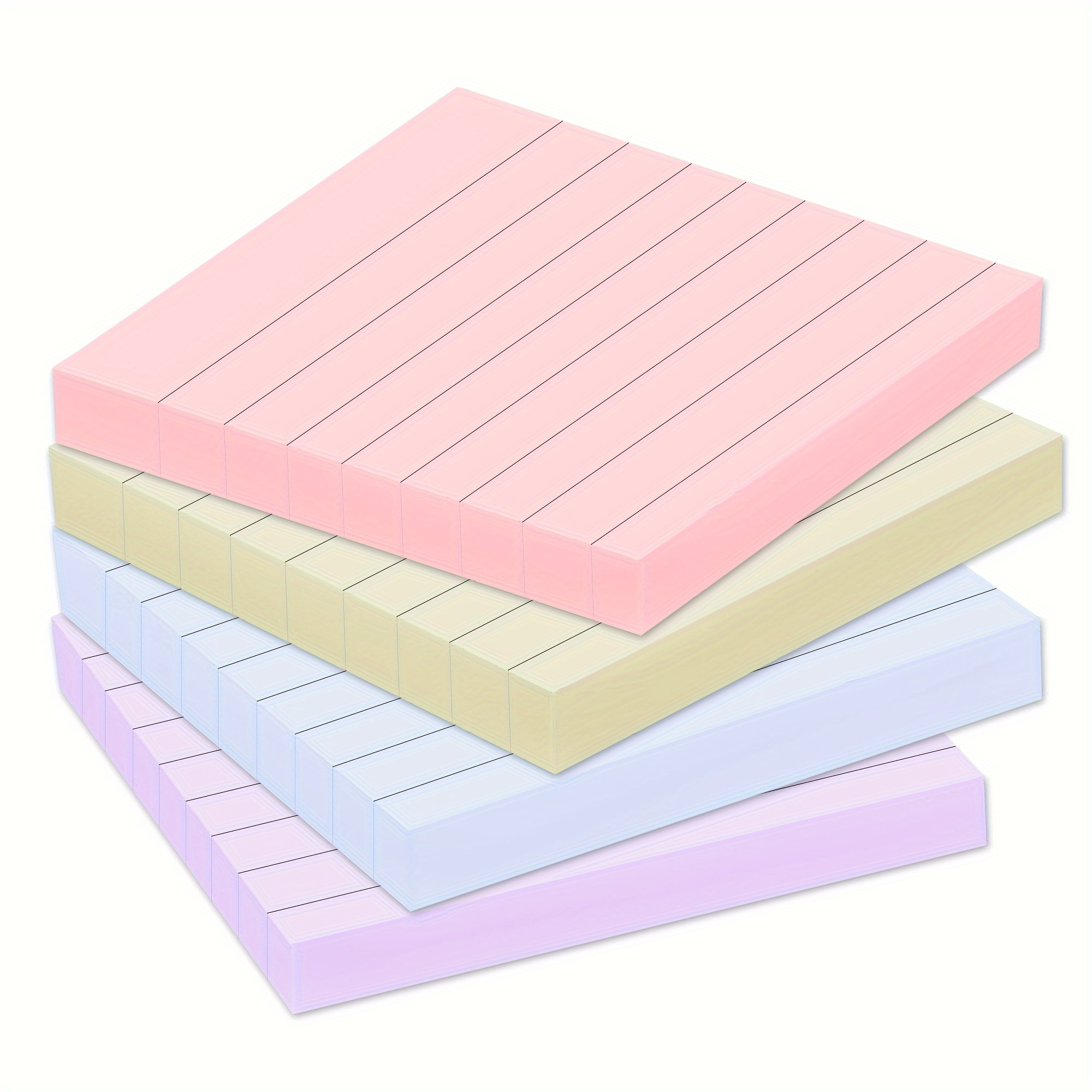 

4 Pads Lined Sticky Notes 3x3 In Pastel Ruled Sticky Notes Colorful Super Sticking Power Memo Pads With Strong Adhesive