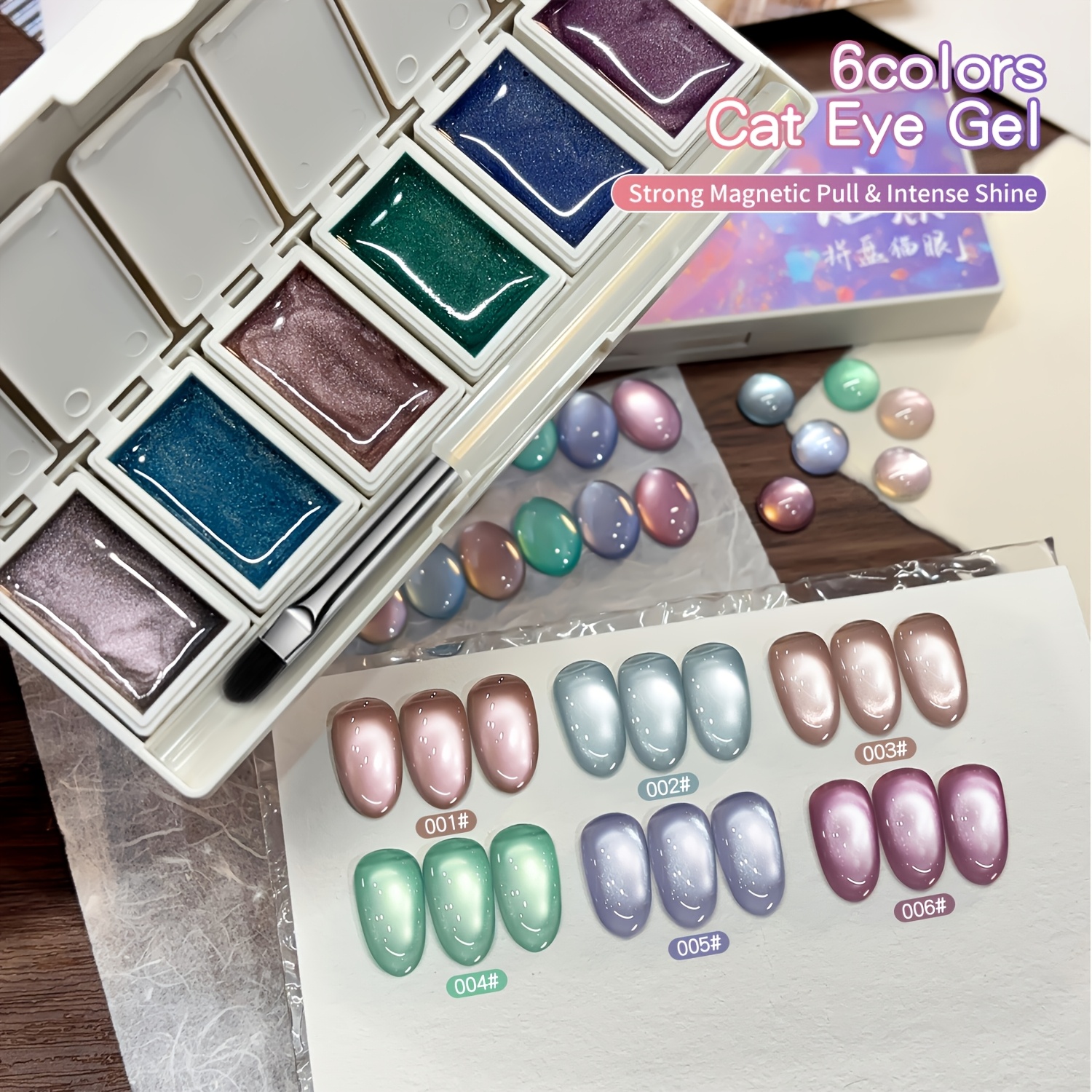 New Popular Semisolid Water-free Gel Palette With 6 Colors Sparkling And Gel For Fashionable Salon Nail Designs Led Gel With A Shine The For Women's Nail Art