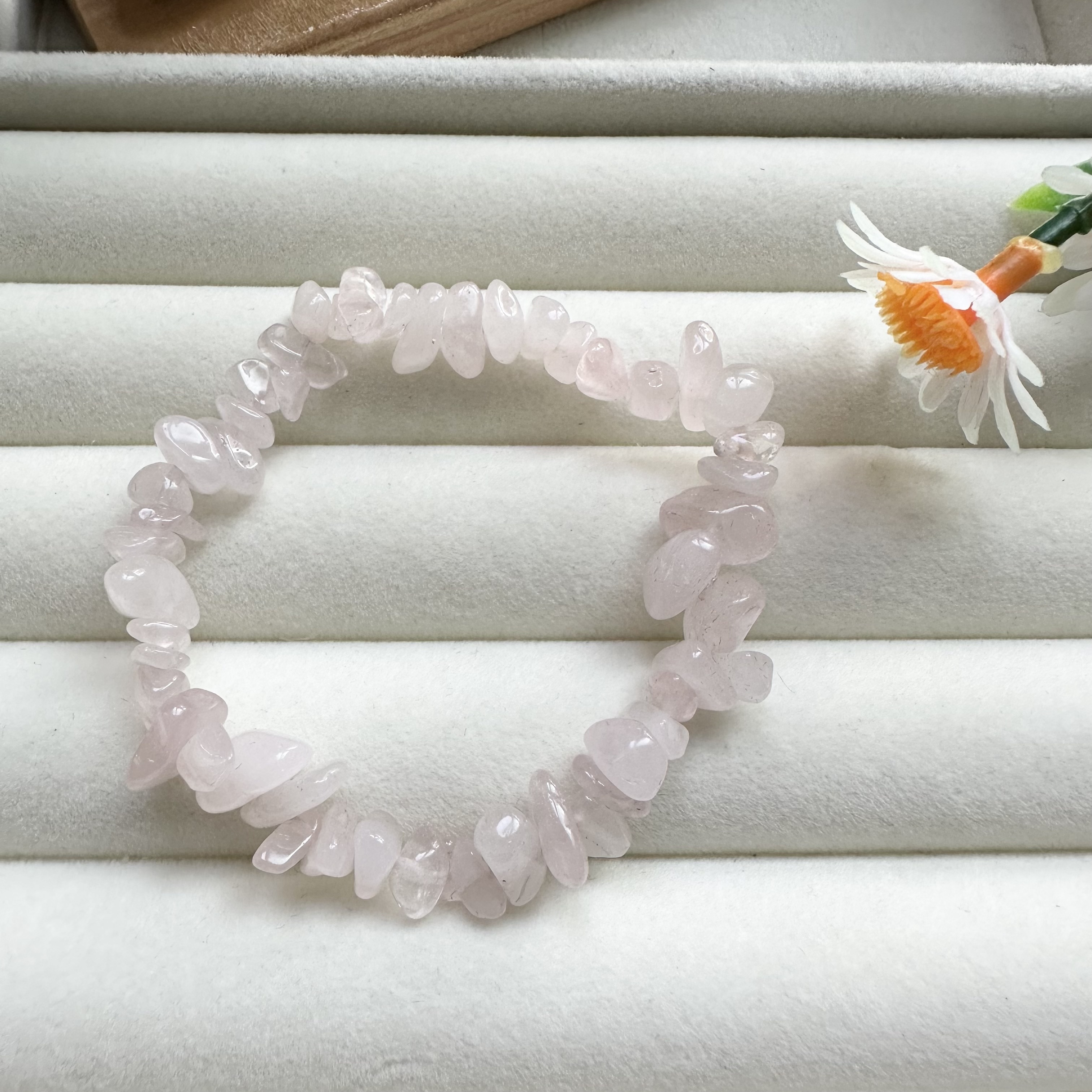 1pc Natural Quartz Bracelet - Irregular Stone Elastic Bracelet, - High Quality Natural Stone Jewelry