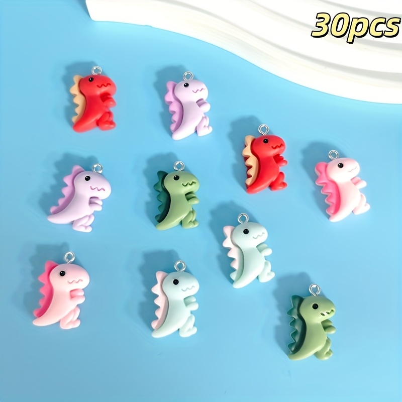 E-shop 30/40 Stück Multicolor Zufällig Gemischte Cartoon Kleine Dinosaurier Handgefertigter Schmuck Anhänger Ohrabzeichen Kette Ornament Kreatives