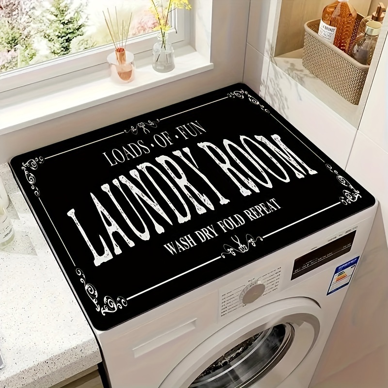 

1pc, Drain Mat, Magnetic Laundry Room Decorative Cover Pad, Polyester "loads Of Fun" Quote, Waterproof Top Washer/dryer Pad, Home Utility Room Accessory