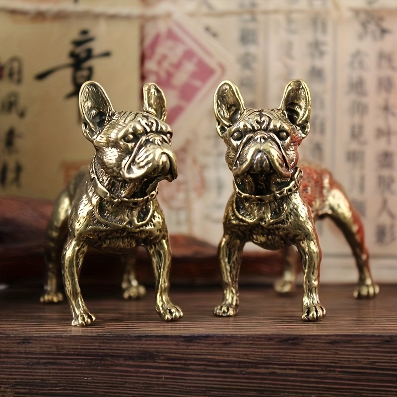 TEMU 2 Classic Brass Statues, Zodiac Brass Dog, Office Desktop Decor, Dog Ornament, Hall Decoration, No Power Required