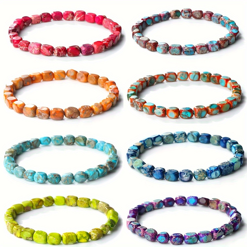 

Bohemian Style Irregular Natural Stone Beaded Stretch Bracelets, Cute Elastic Rope Women's Wristbands For Casual Wear