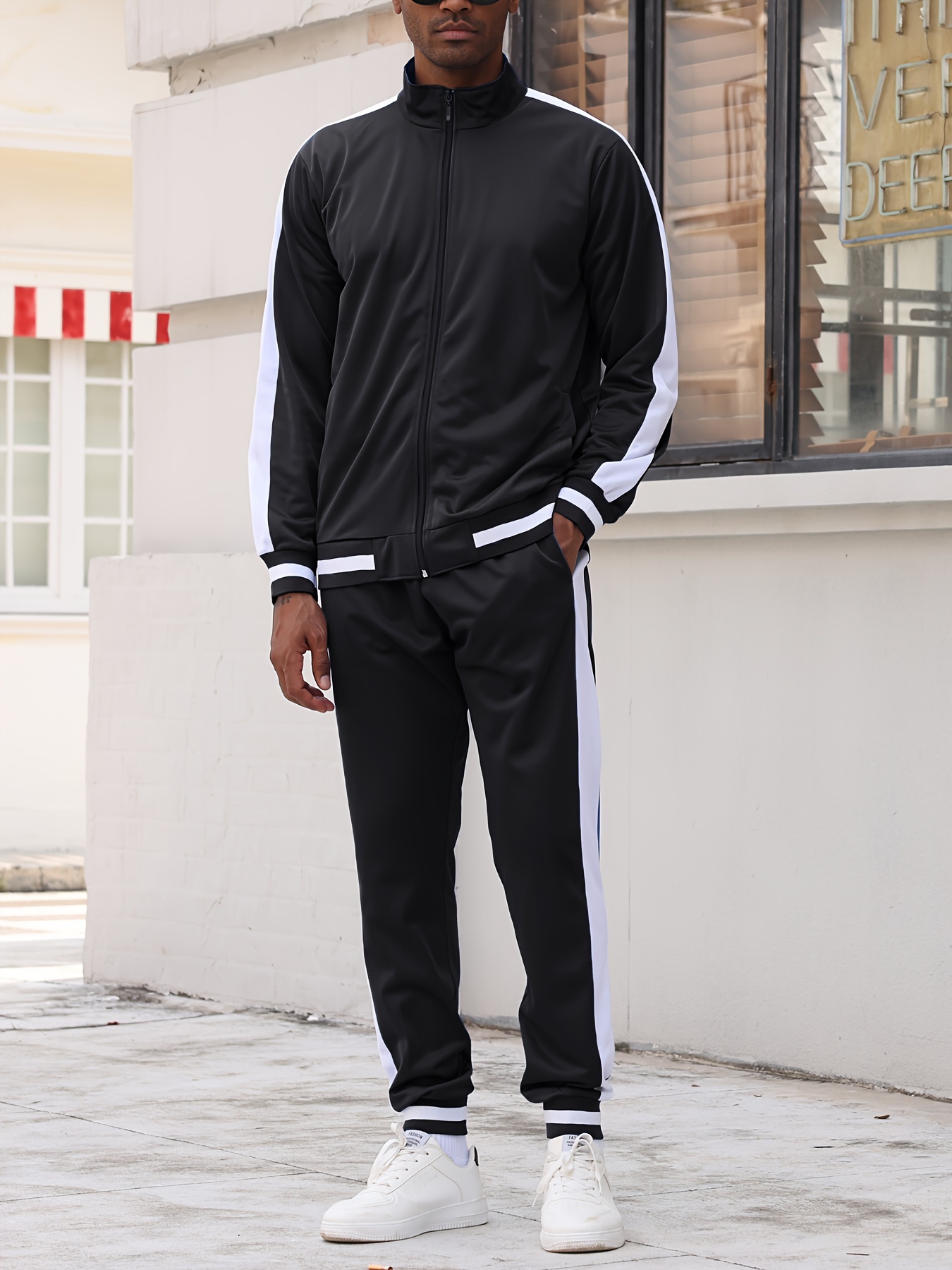 mens piece track suit set casual fashion pocket drawstring