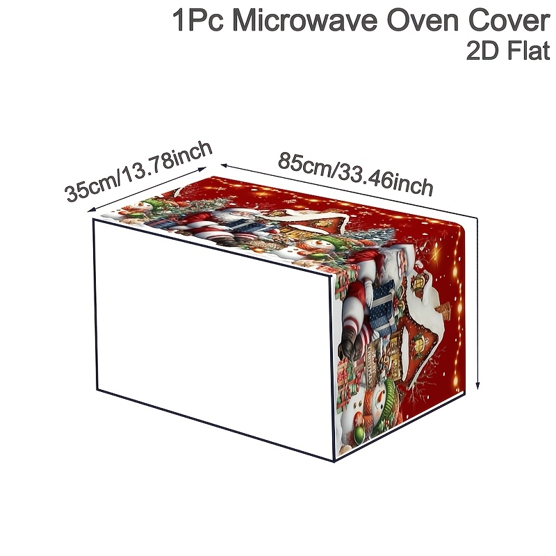 TEMU 1pc Christmas Microwave Oven Dust Cover, Rustic Santa Claus And Snowman Designs Kitchen Appliance Dustproof Cover, 35 X 85cm Polyester Microwave