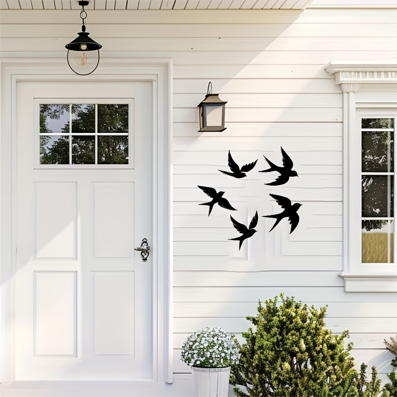 TEMU 5pcs Large Metal Bird Wall Sculpture - Art, 7.87 Inch Indoor/outdoor Garden Decor, Elegant Hanging Decoration For Home, Balcony, Courtyard -