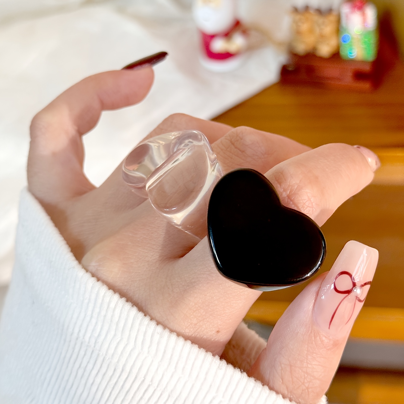 3pcs Heart Stackable Resin Rings Set, Stylish and Unique