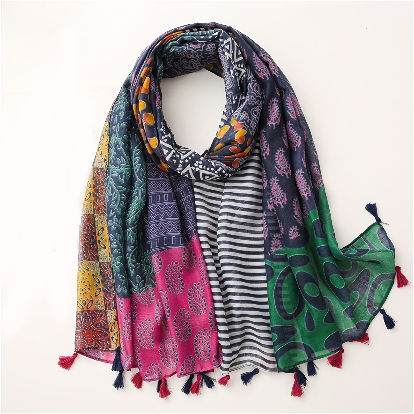 

1pc Wejet Women' Scarf Shawl, 180x90cm, Breathable Polyester, Non-elastic, Printed Pattern, Casual Outing, , Decor, Tassel Wrap For All