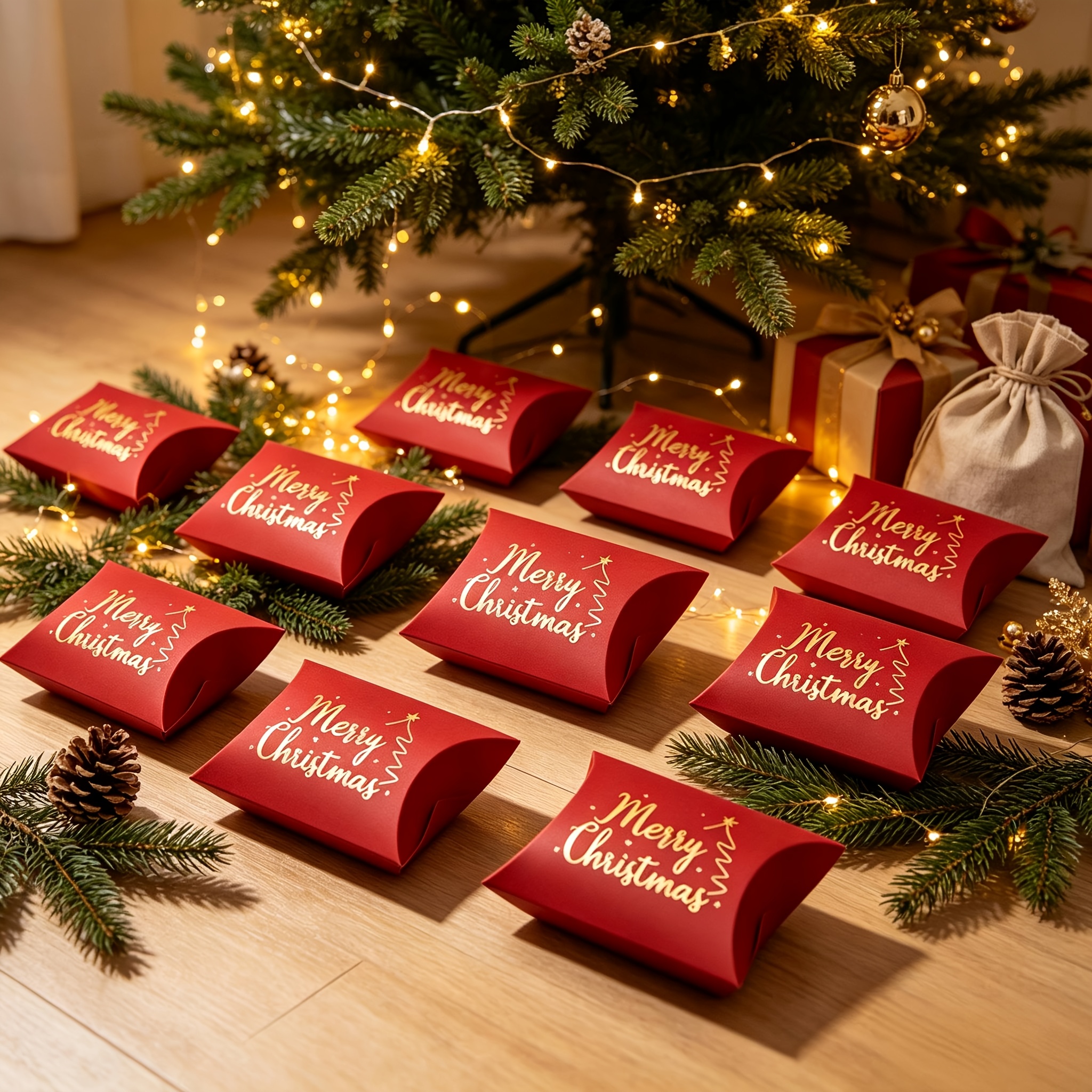 8pcs Foil-Stamped Christmas Gift Boxes