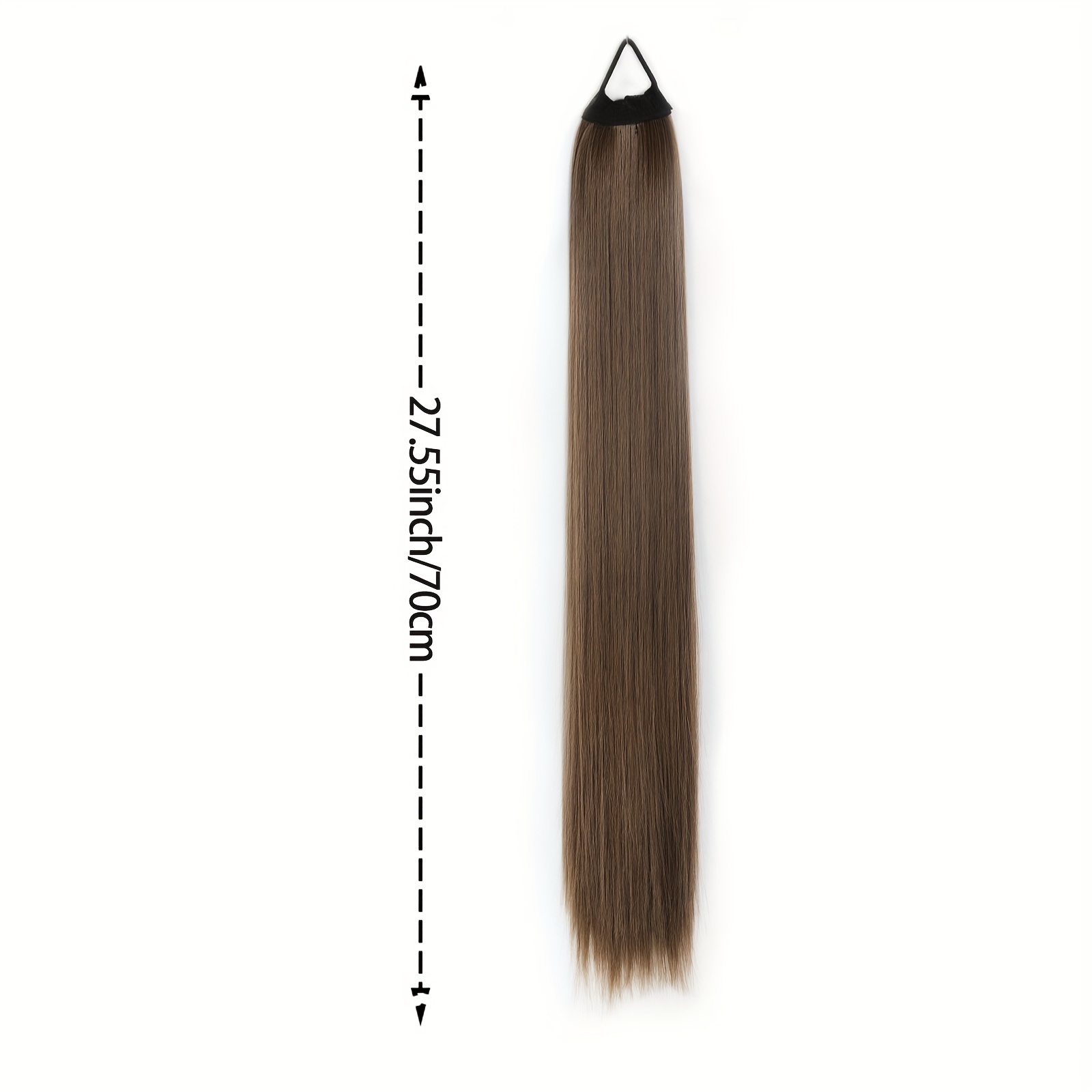 ponytail extensions featuring a flexible elastic band suitable for women measuring 28 inches in length with straight soft and natural looking synthetic ponytails   in mixed shades of blonde   and silvery details 4