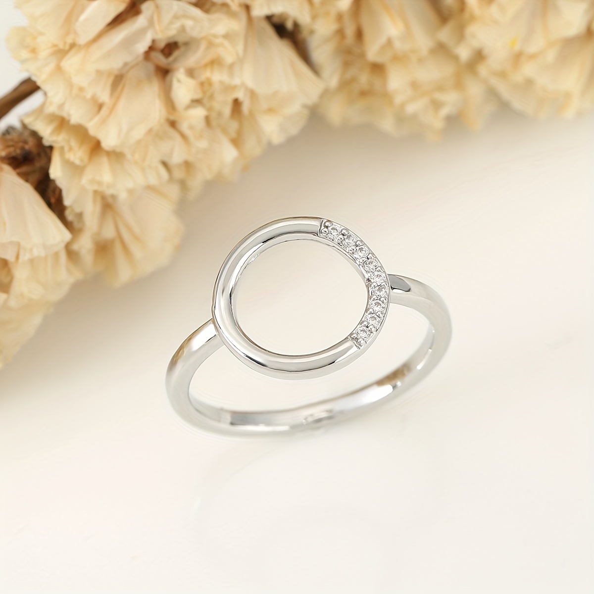 Stylish Young Copper Ring with Adjustable Zirconia Setting