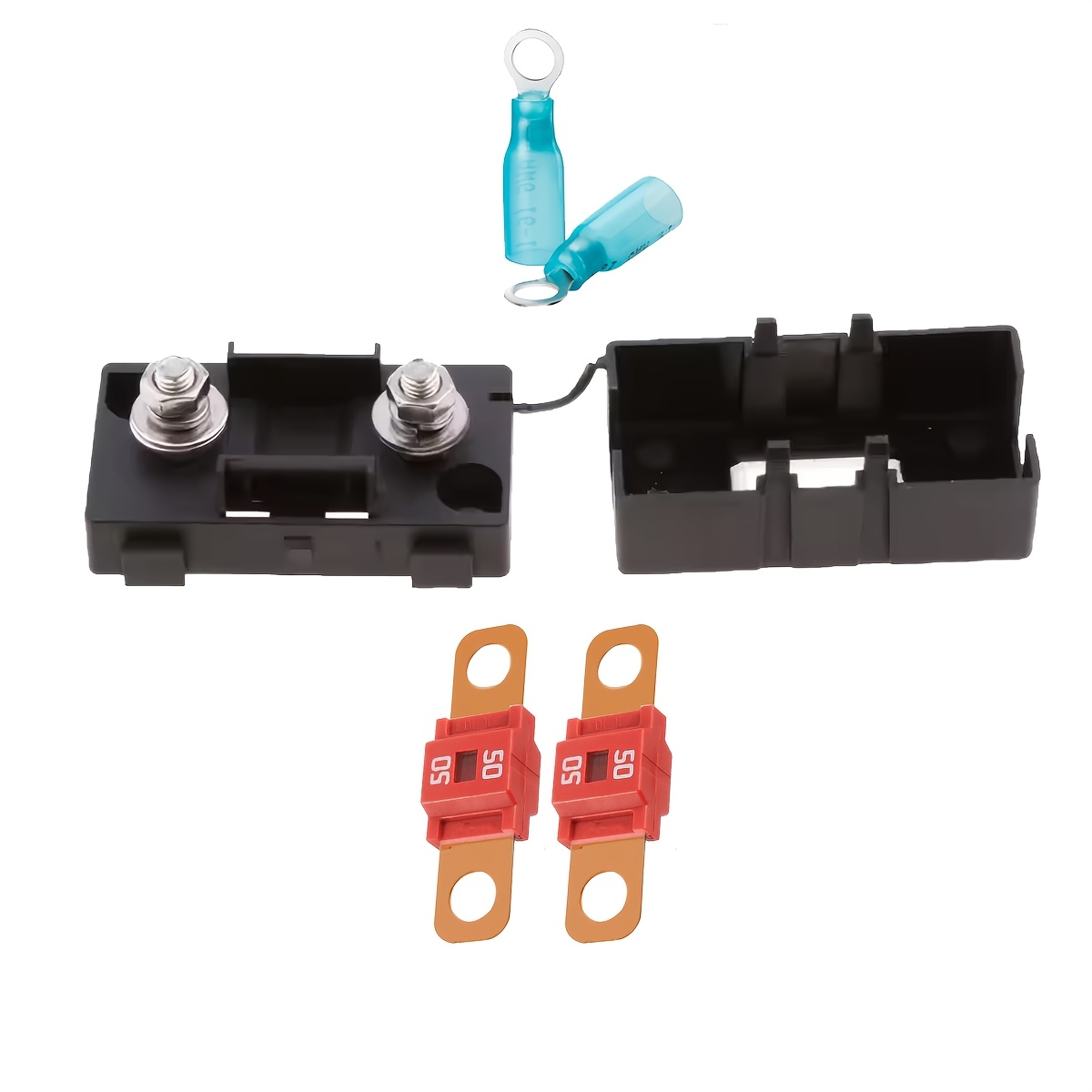 TEMU Ans-h Type Fuse Holder With Rec Fuse Kit 30a 50a 60a 100a 125a 150a 200a /midi Fuse Box For Car Safety Plate Base