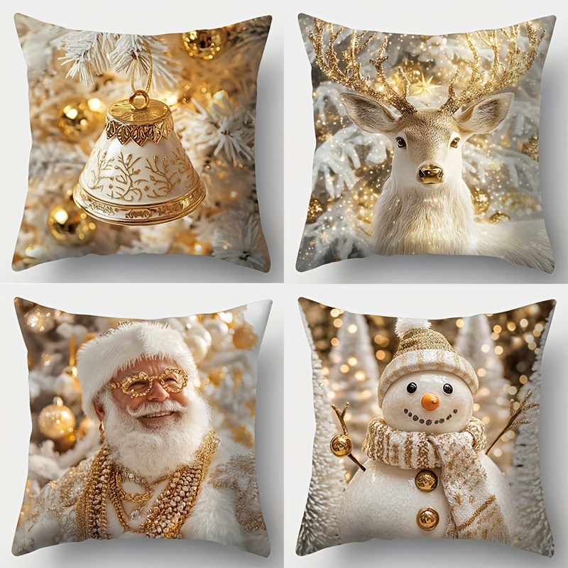 

4pcs Set Of & Christmas , 17.7" - Polyester, Zippered, , For & Bedroom Decor