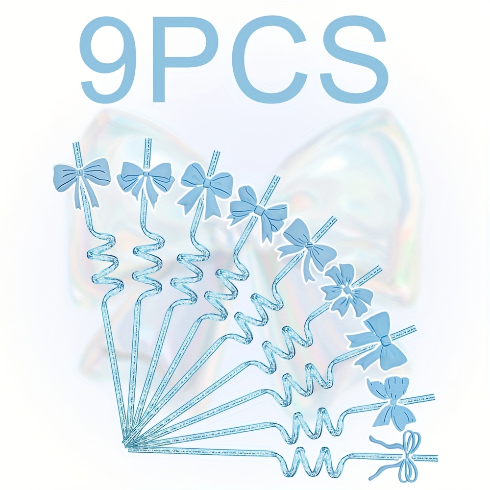 Image of 9/18pcs Cartoon Shiny Reusable Straws, Petg Drinking Straws For Bars, Pools, Festivals, Birthday Parties, Suitable For Birthday Celebrations, Christmas And Halloween Events, Juice Milk Beverage Straws