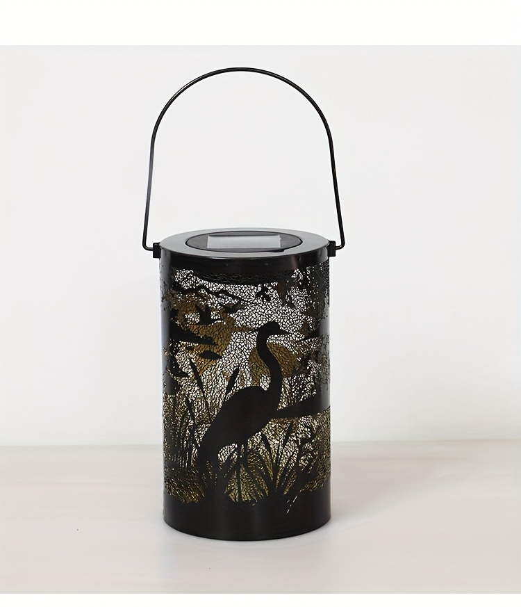 1pc flamingo heron solar lantern outdoor garden decoration   hollow projection light hanging light chandelier courtyard landscape light led handheld light built in 1 2v rechargeable battery details 1