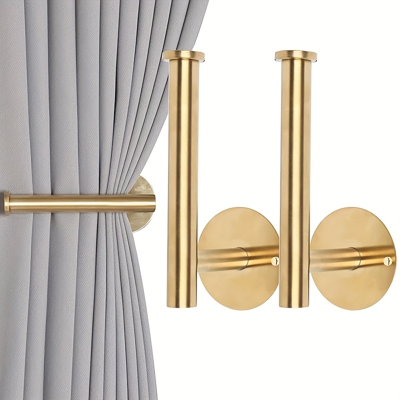 TEMU 2pcs Curtain Rods No Drilling Curtain Tiebacks Self-adhesive/ Type Curtain Rods Curtain Backs Curtain Rods Curtain Rods Curtain Back Tiebacks