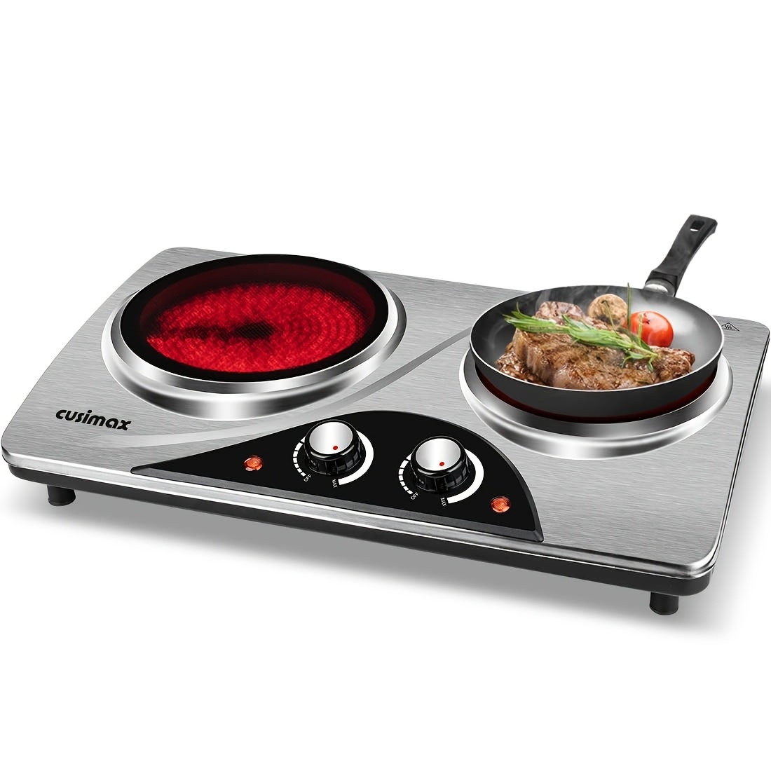 

Cusimax 1800w Electric Hot Plate, Infrared Ceramic Heating Plate For Cooking, Heat-up , Dual Temperature Control, Suitable For All .