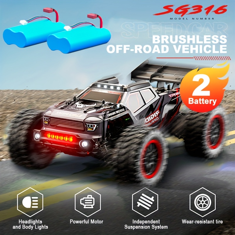 [ Extra Battery Gift ]2026 Rc Car, A Brushless Remote Control Car Suitable, An Ultra-fast Off-road Vehicle, 2.4ghz Remote Control/durable Pvc Body/racing Chassis/led Headlights. The Gift For Halloween