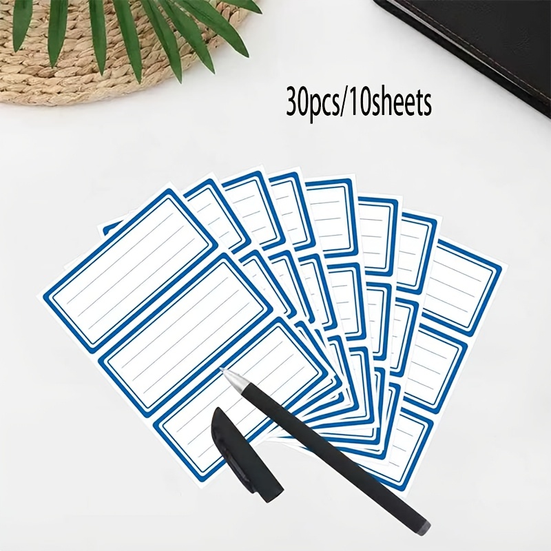 TEMU 30pcs/10 Feuilles d'Étiquettes Adhésives Bleues avec Nom, 3X1.38 Pouces, pour Scolaire, de Bureau et de Classe, Parfaites pour les Livres, les