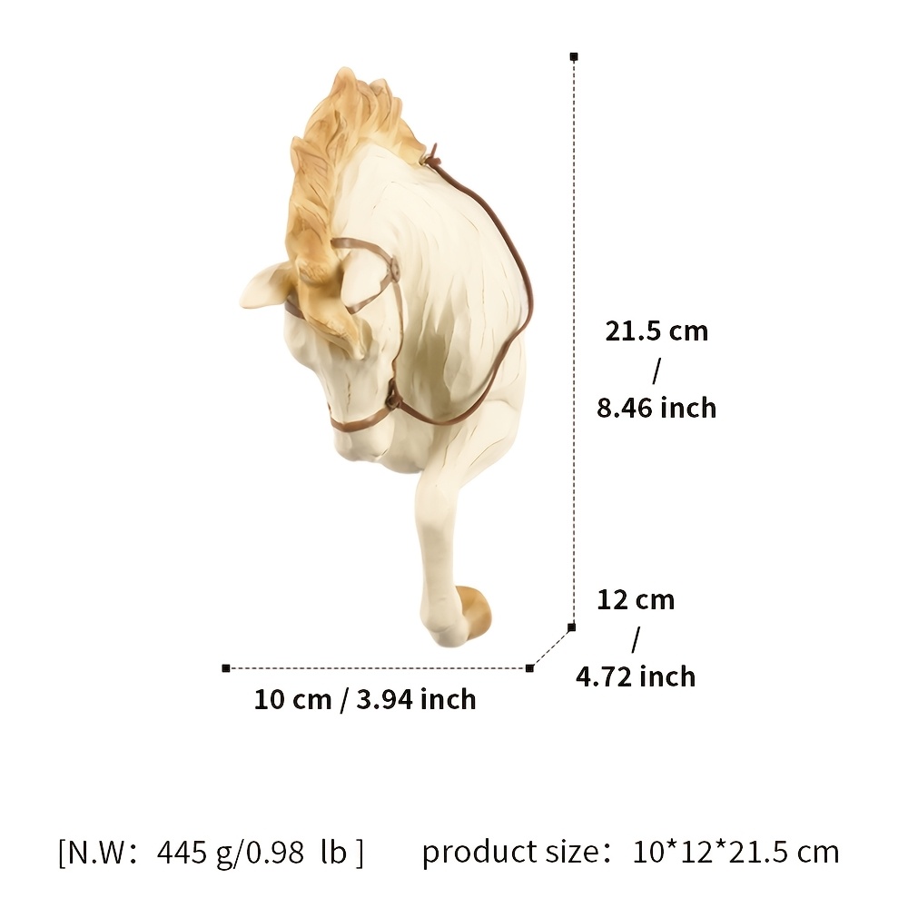 TEMU 1pc Gold-trimmed Horse Head Statue Wall Decor, 3d Relief Animal Head Tree Resin Wall Sculpture Hanging Ornament, Suitable For Home, Office, And