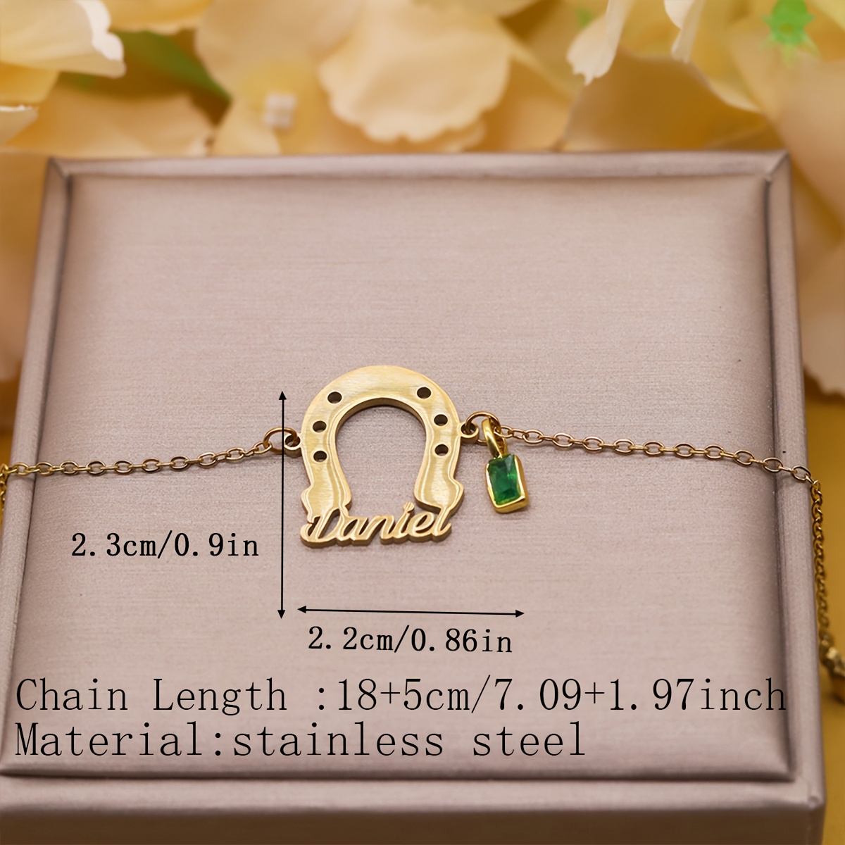 Custom Horseshoe Charm Bracelet with Name, Minimalist Gift