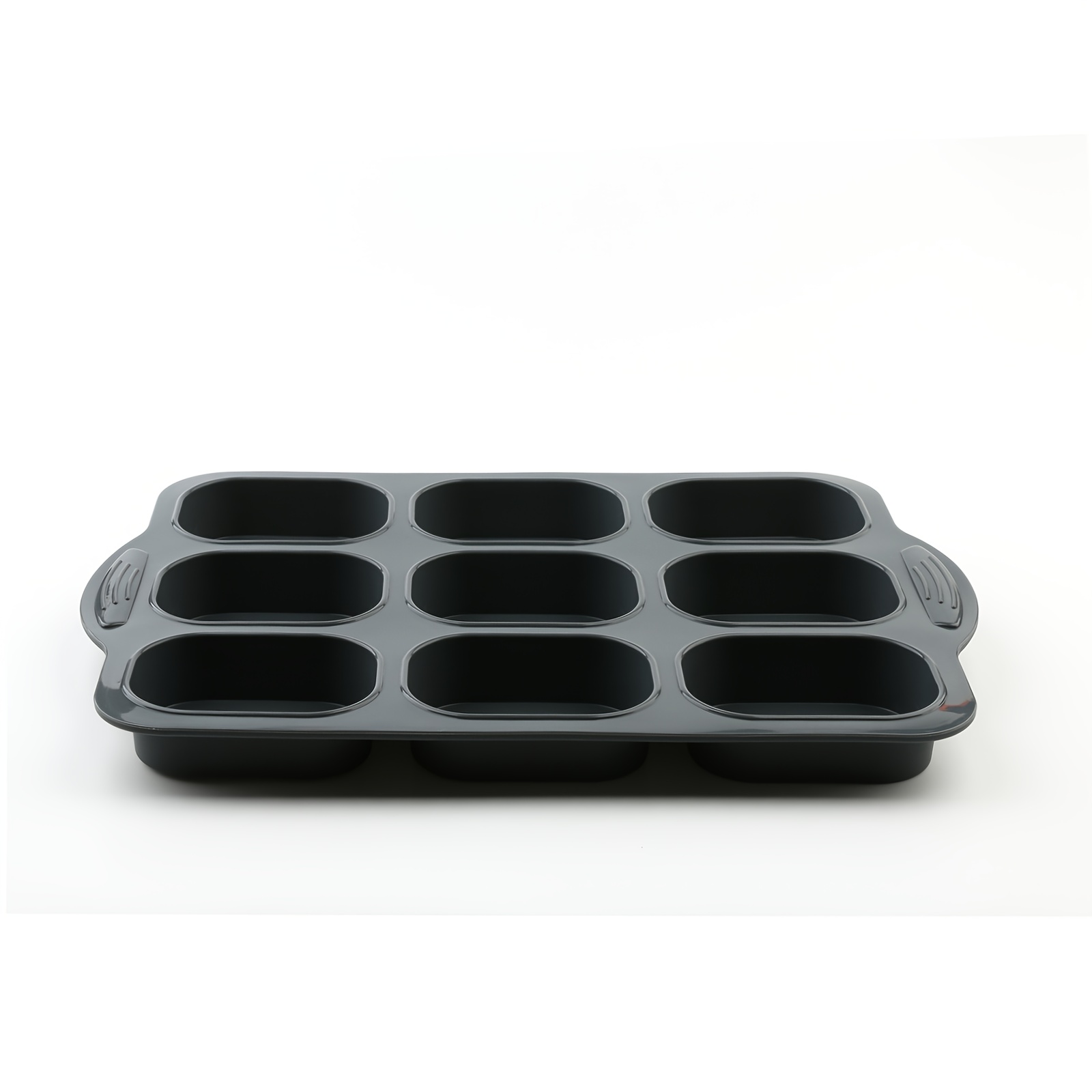 Image of A Single Pack Of Silicone French Bread Large Baking Tray, A Deep Gray Rectangular Mold With 9 Holes, Thick Design Suitable For Making French Bread, Hamburgers, Baked Goods, And Desserts