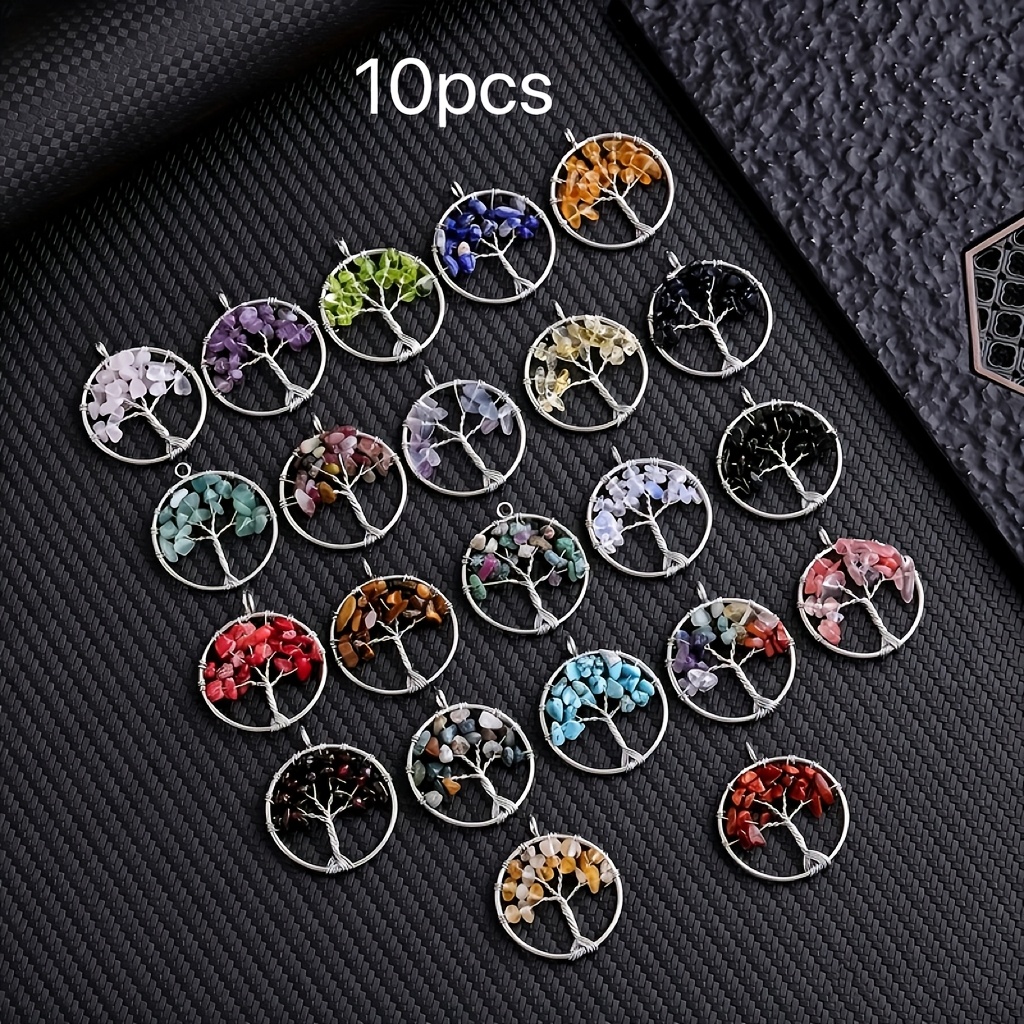 5/10pcs Assorted Varieties Loose Natural Crushed Stones Hand- Of Life Crystal Pendant Necklace For Men And Gift Affordable Mother S Day Ideas, Diy Father S Day Gifts