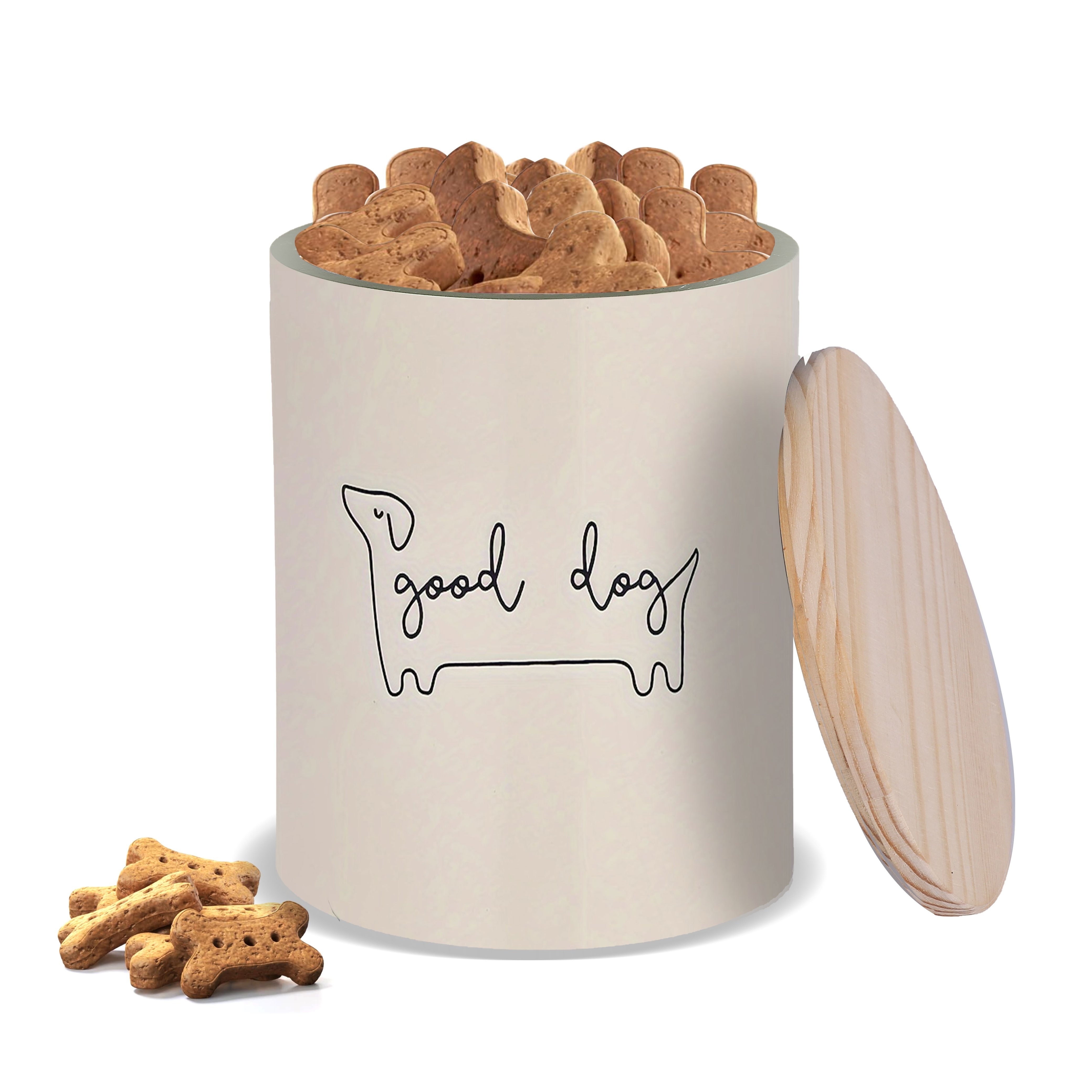 treat jar wood pet treat canister neutral modern Temu South Africa