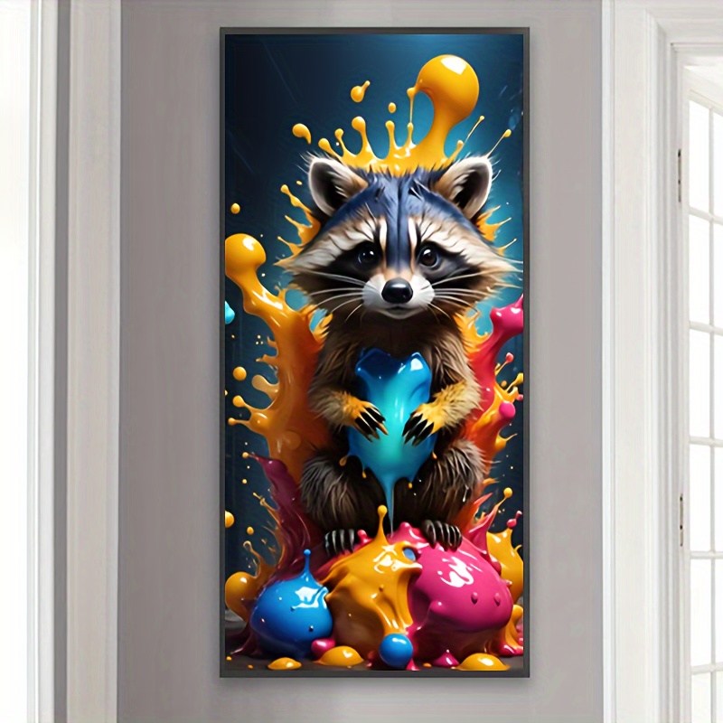 

Diy 5d Diamond Painting Kit - Rocket Bear Design, 19.7x43.3in Frameless Acrylic Round Diamond Art, Full Drill Embroidery Craft For Wall Decor