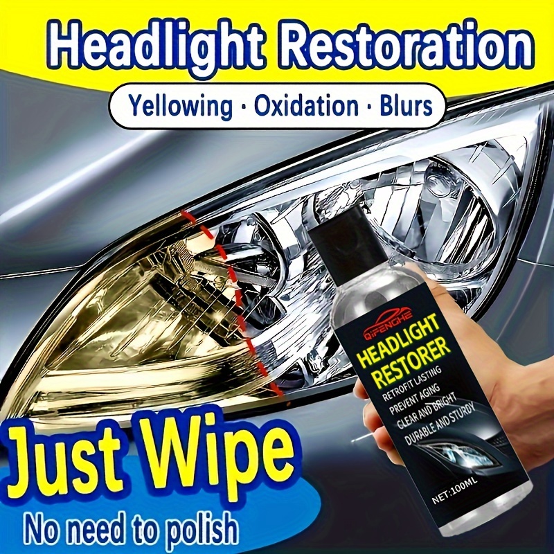 

Qifenghe Universal Headlight Restoration Kit - Car Light Polish For Yellowing, Scratch, And Oxidation Repair, Clear And Bright Finish, Plastic Headlamp Restorer Fluid (100ml)