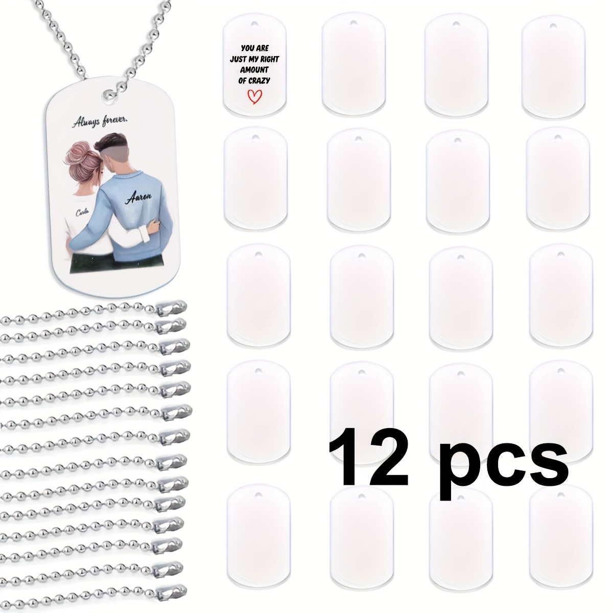 12/20/40pcs Sublimation , Aluminum White Stamping Double-sided Blank Metal Tag, Souvenirs Gifts