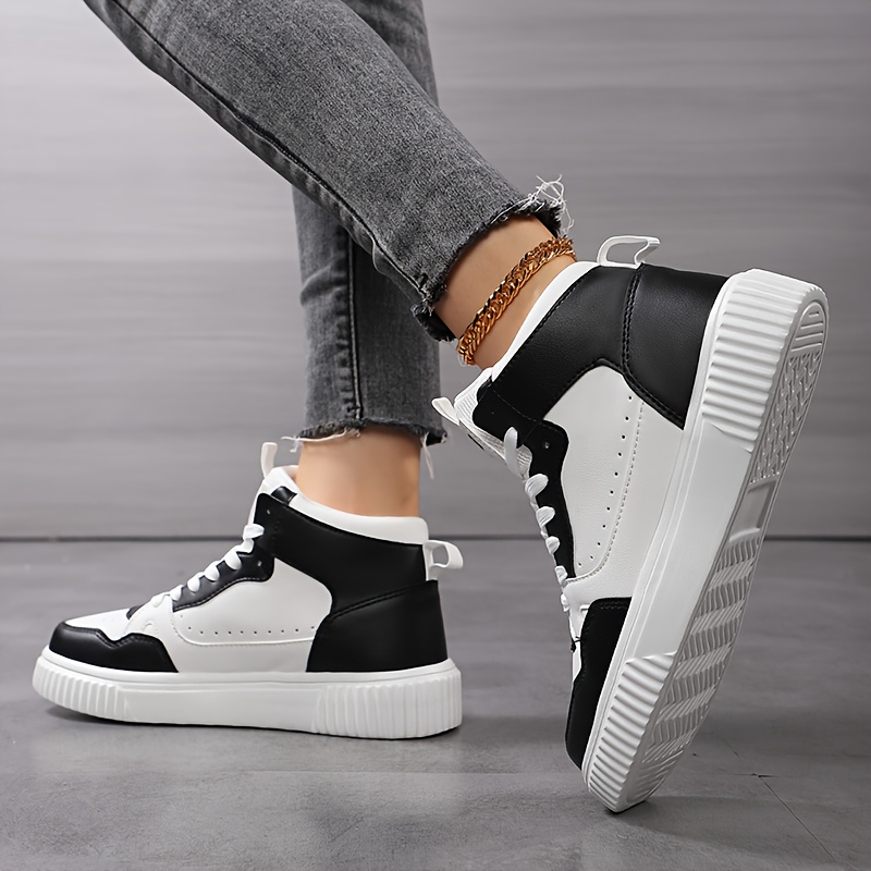 Women'S Four-Color Patchwork Design Mid-Top Sneakers, Lightweight EVA Sole with PU Upper - Breathable Fabric Lining, Round Toe Suitable for Street Style And Casual Wear (Spring/Summer Style), Fashionable Sneaker Style | Comfortable Casual Shoes