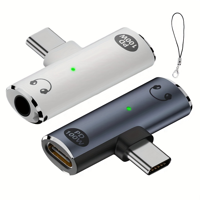 100W Brzo punjenje i audio adapter 2-u-1: USB-C na 3,5 mm AUX priključak pretvarač, PD Power Delivery punjenje/prolaz za pametne telefone, tablete, slušalice (USB, kompatibilno s Type-C mobilnim uređajima)