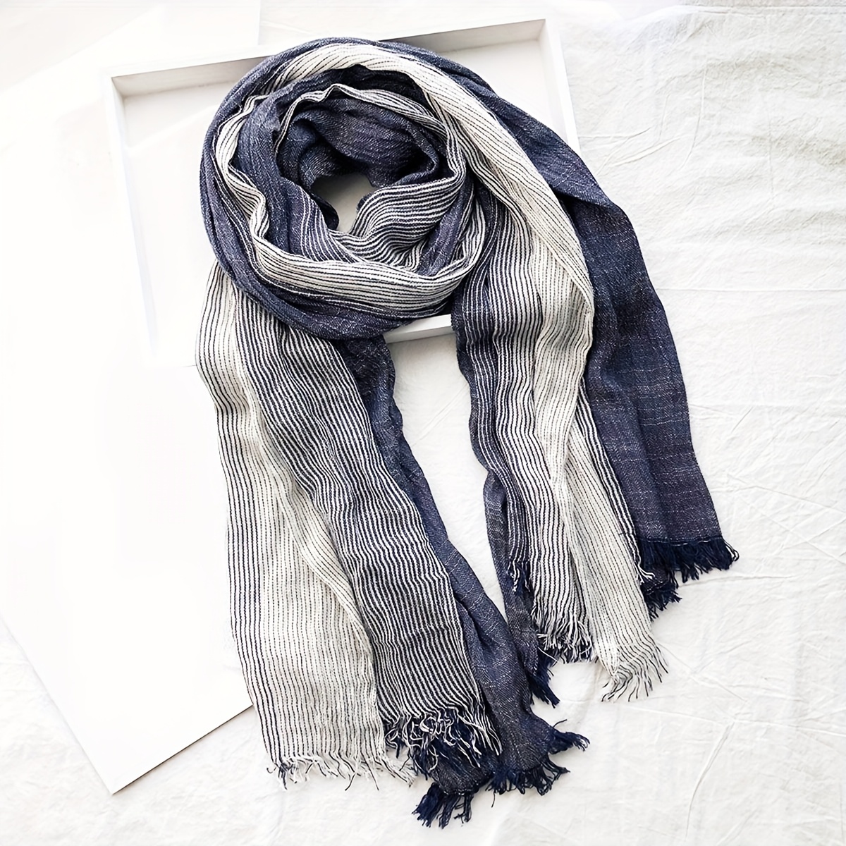 Classic Striped Tassel Scarf Simple And Fashionable To