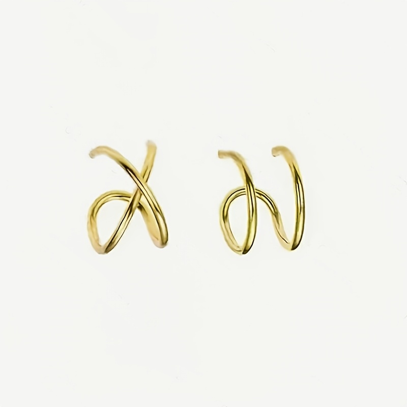 TEMU 2 Aretes minimalistas y elegantes con clip, joyería de acero inoxidable, clips para de moda para mujer, aretes con clip de C fáciles de usar sin