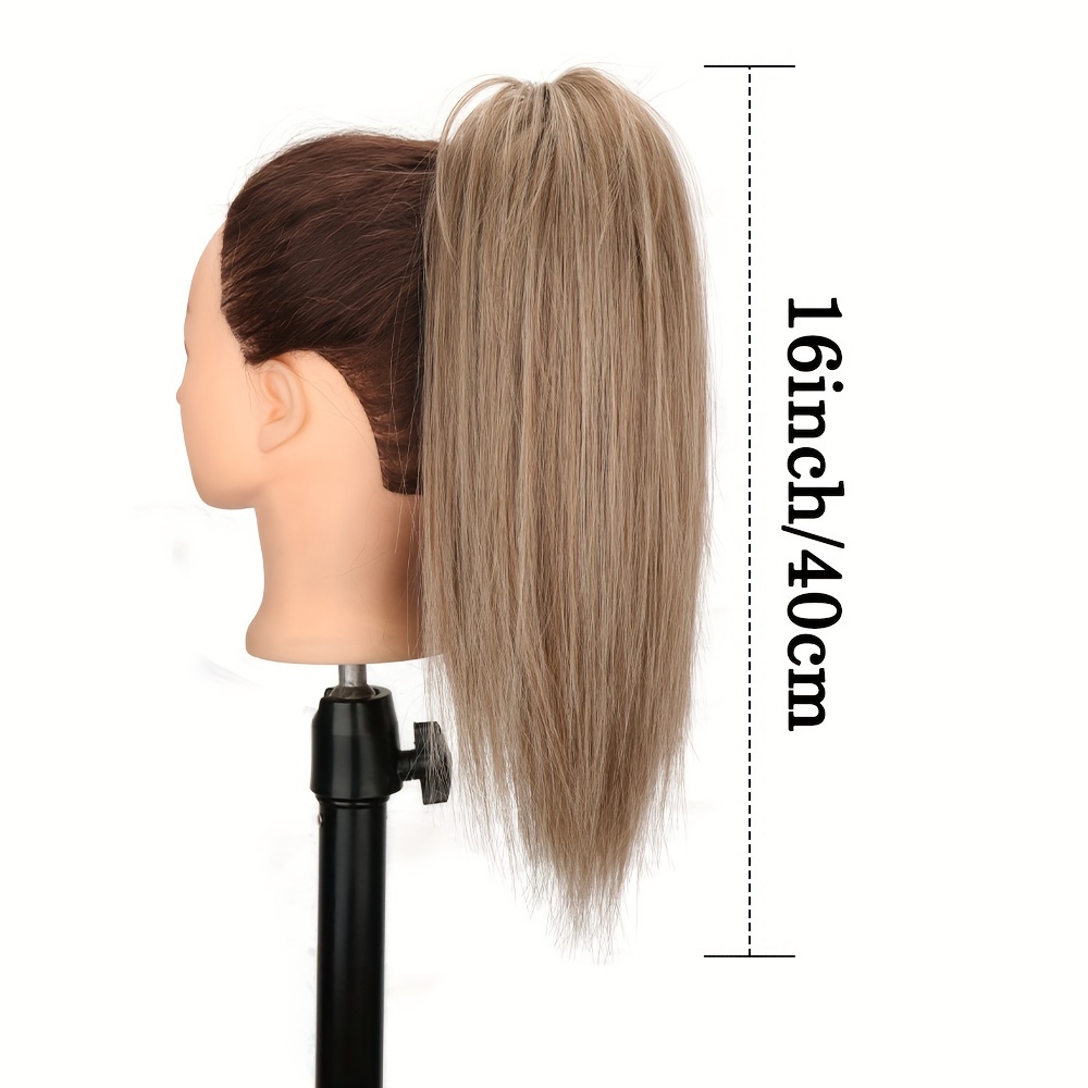   16inches messy short straight ponytail synthetic claw clip ponytail hair extensions claw clip messy hair bun hairpiece for women hair accessories halloween christmas details 2