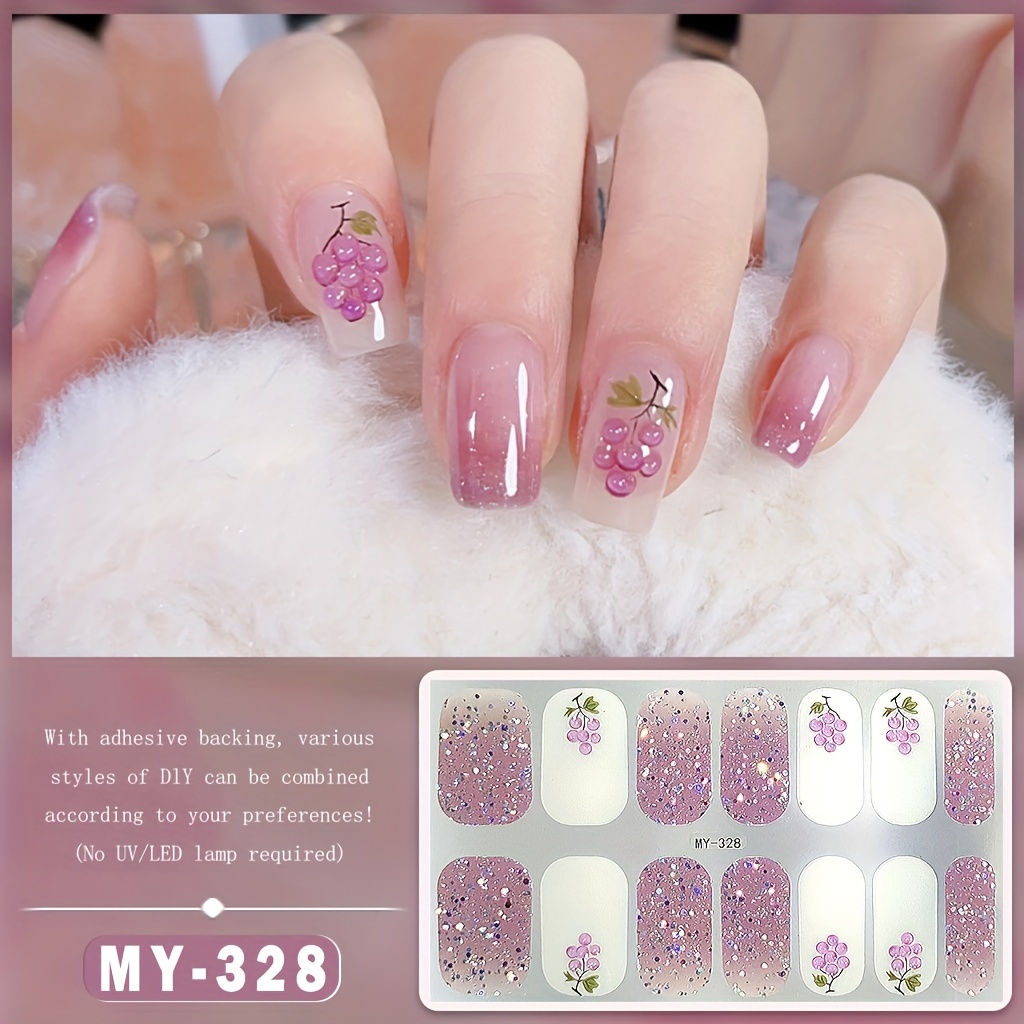 full wrap nail polish stickers spring summer nail strips self   gel nail strips nail art decals for home women girls nail decorations details 10