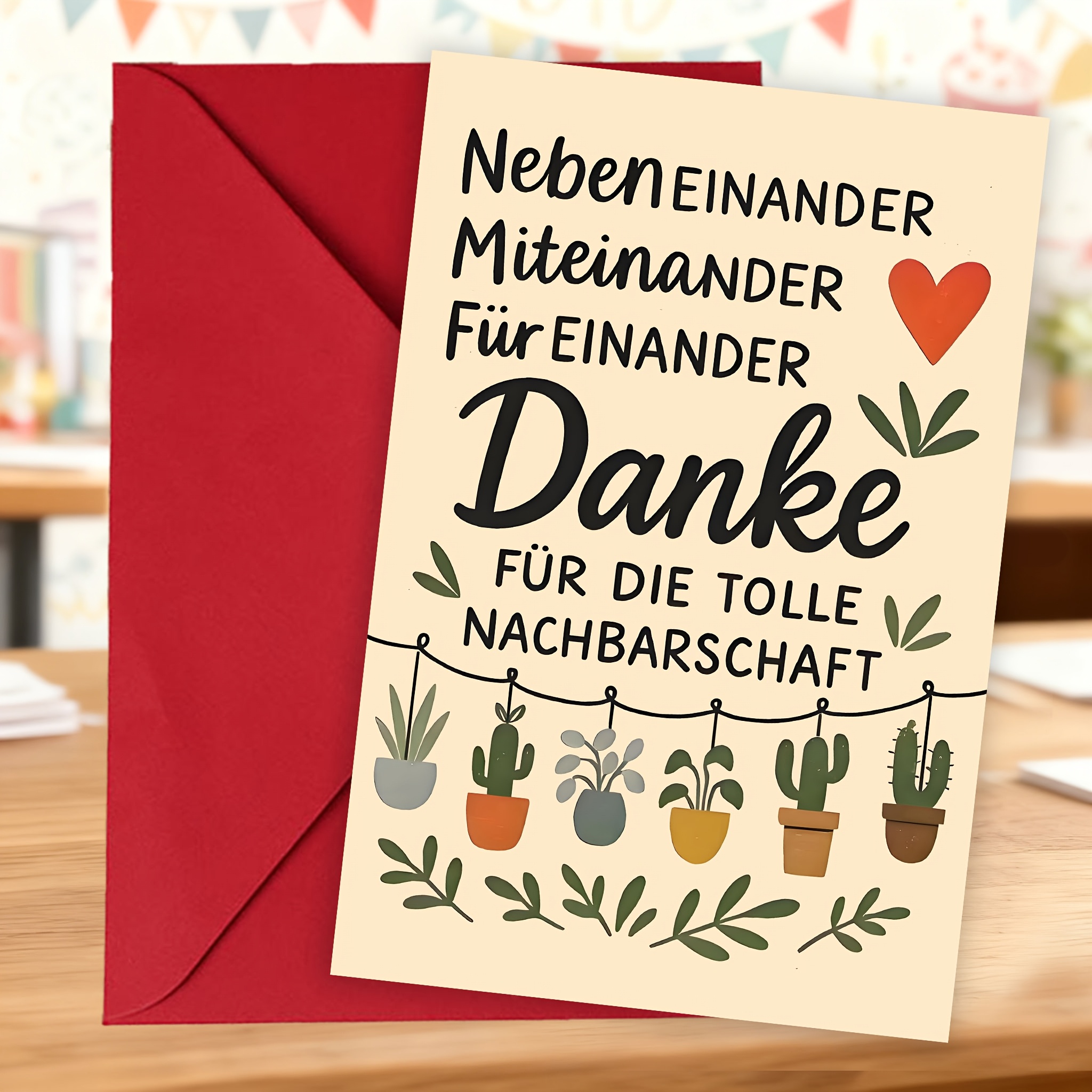 Image of 1pc German Botanical Theme Thanksgiving Card, Housewarming Gift, Printed With "grateful To Have You As A Neighbor" Text, With Premium Envelope, Essential For New Year Kindness In 2026