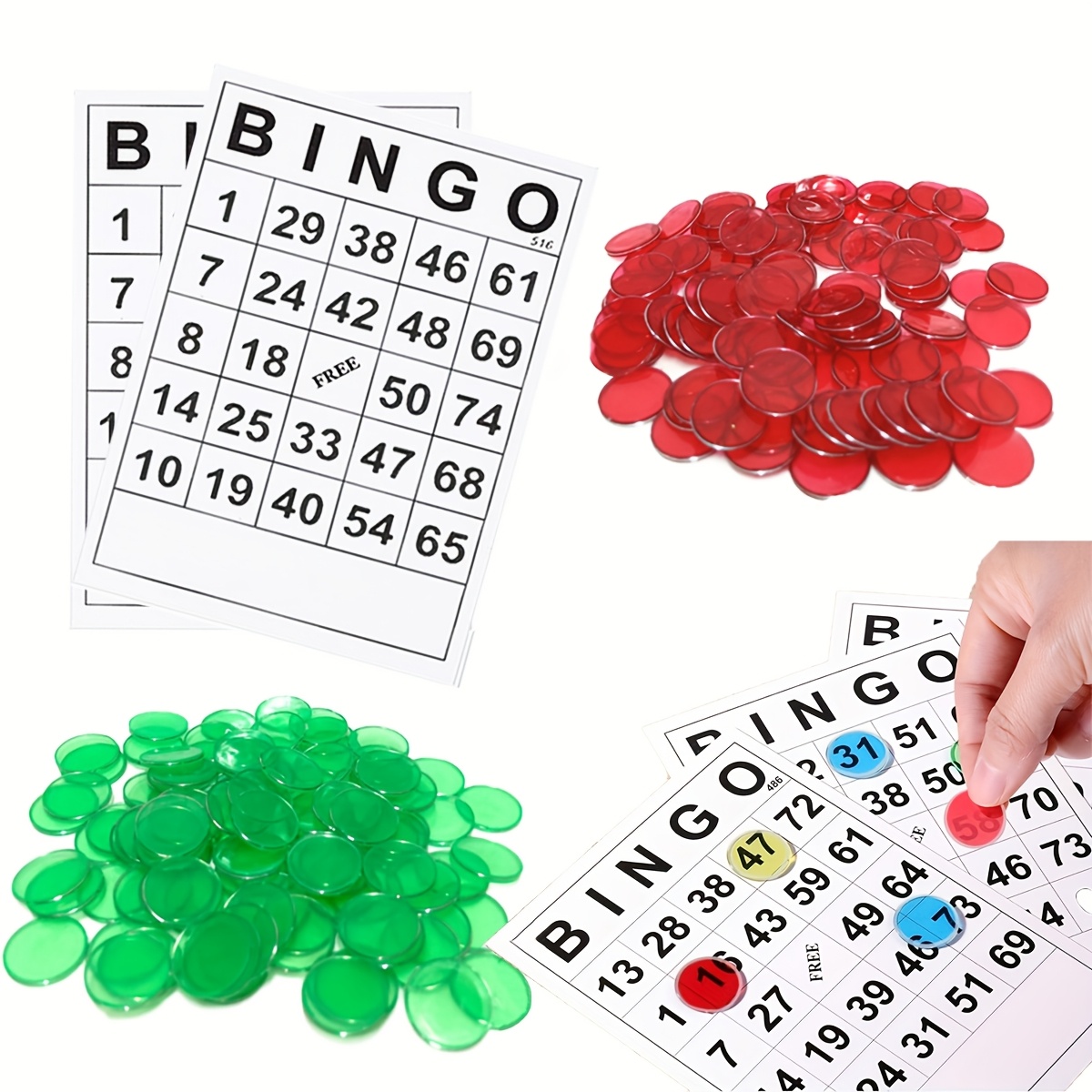 

2 Sets Game: 2 Non-repeating Cards + 200 Chips(+2 Magnetic Sticks), Suitable For Family Entertainment - Christmas Party, New Year Party, Birthday And Winter Celebration