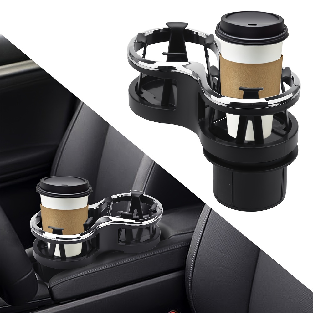

Versatile Car Cup Holder - Dual Drink & Accessory Organizer, Rotatable Abs Black Bracket For Glasses, Phones, Keys - Sleek Auto Interior Storage Solution
