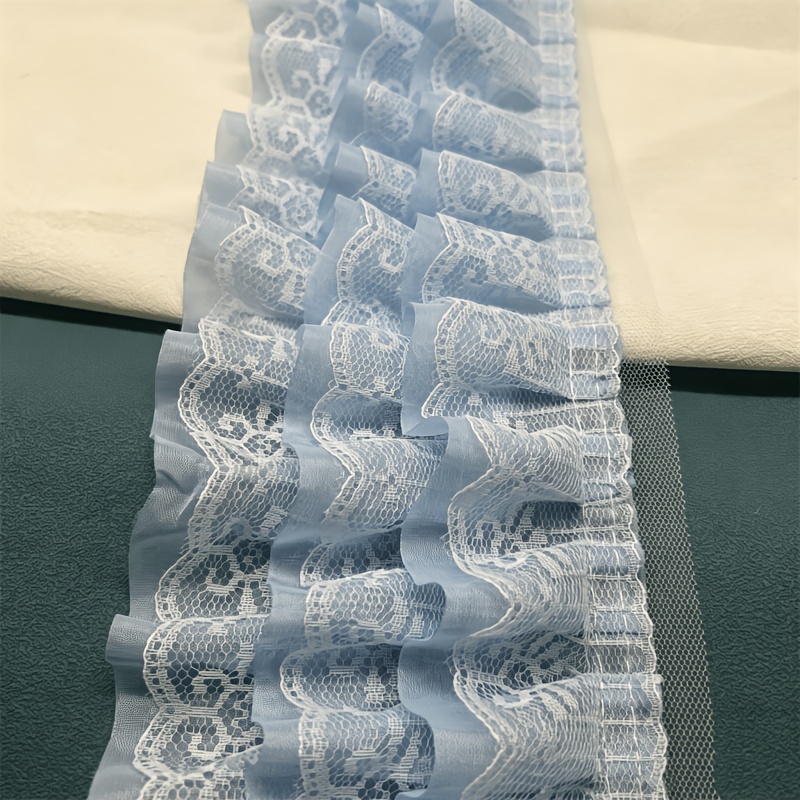 TEMU de Long, 12Cm de Large, Garniture de Dentelle en Dimensionnelle à 3 Épaisseurs - Convient pour Ourlet de Jupe Plissée, Poignets, Décoration de
