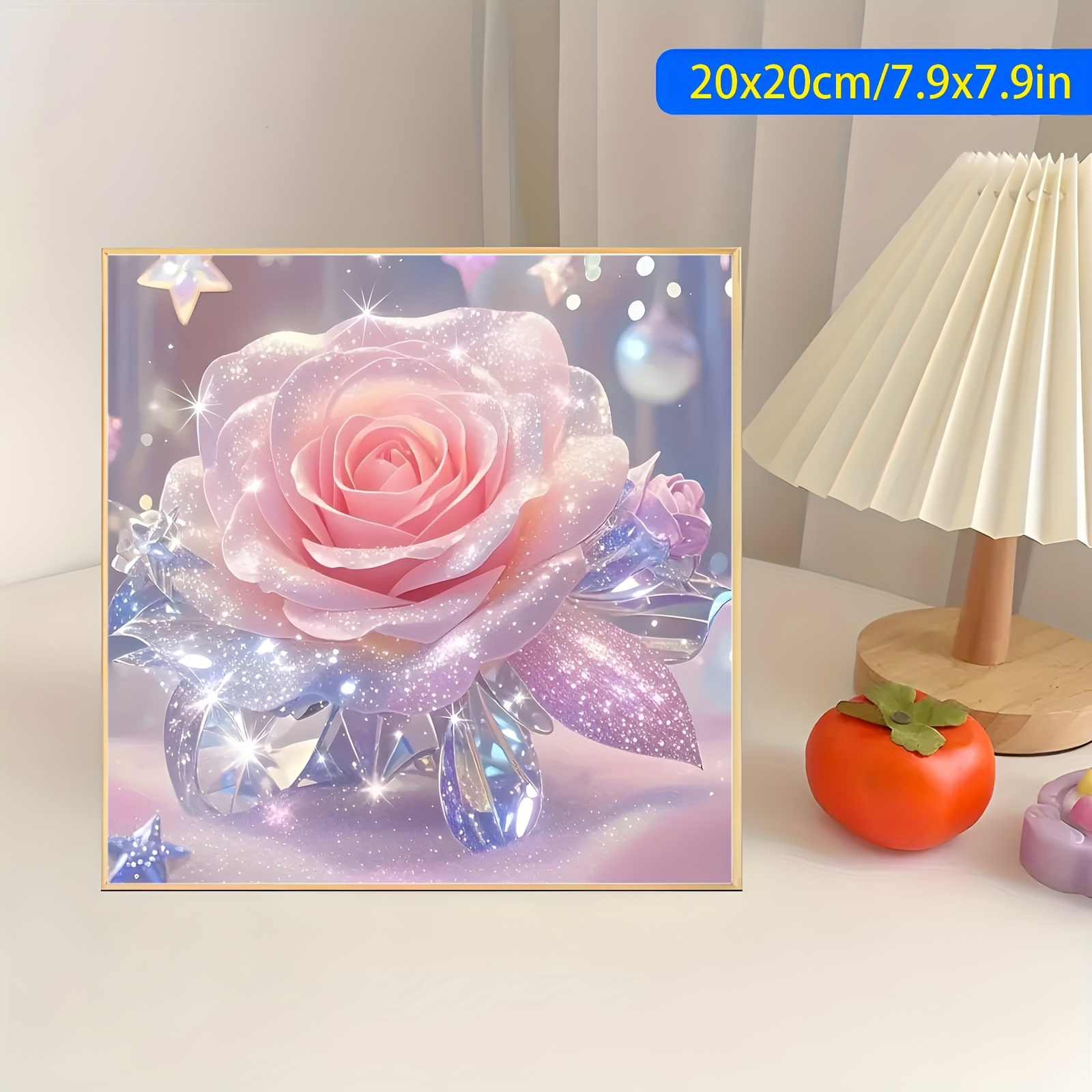 TEMU 1pc Pink Rose Diamond Painting Diy Diamond Set, Round Acrylic Diamond, Animal Theme Diamond Painting Art Painting, Diy 5d Diamond Embroidery