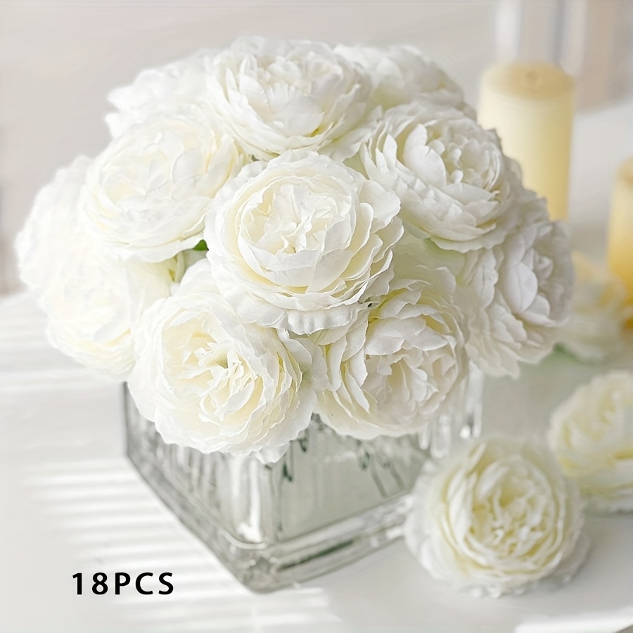 TEMU 10pcs/18pcs Cabezas de Peonía Artificial, Peonía Decorativa Clásica de - Material de Tela con para , Floristería DIY, Fiestas, Decoración de