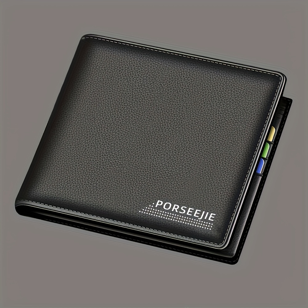 mens pu leather wallet with coin pouch   large capacity ideal for travel and gifts 1 piece