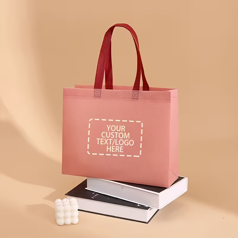 50pcs Custom Gift Bags, Reusable Personalized Shopping Bags